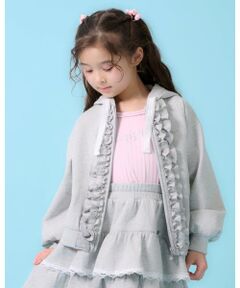 mezzo piano / メゾピアノ パーカー | ラメダンボール　フリルZIPパーカ