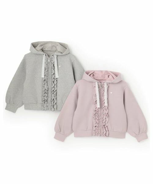 mezzo piano / メゾピアノ パーカー | ラメダンボール　フリルZIPパーカ | 詳細10