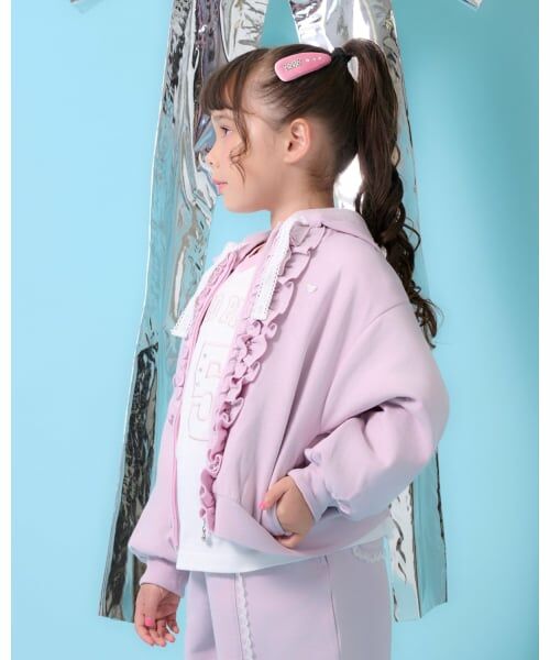 mezzo piano / メゾピアノ パーカー | ラメダンボール　フリルZIPパーカ | 詳細14