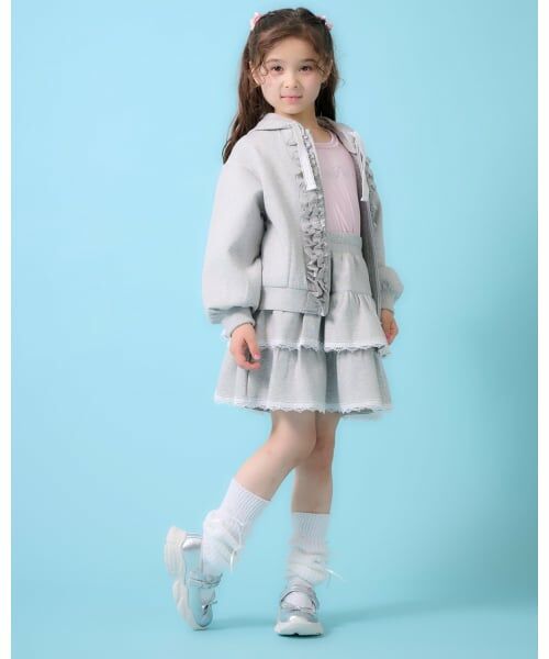 mezzo piano / メゾピアノ パーカー | ラメダンボール　フリルZIPパーカ | 詳細16