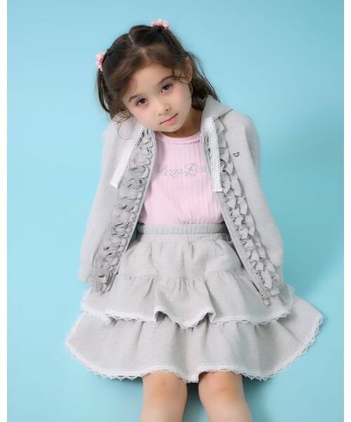 mezzo piano / メゾピアノ パーカー | ラメダンボール　フリルZIPパーカ | 詳細17