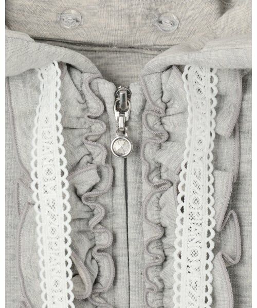 mezzo piano / メゾピアノ パーカー | ラメダンボール　フリルZIPパーカ | 詳細4