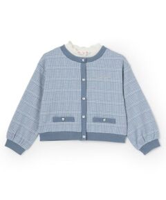 mezzo piano / メゾピアノ Tシャツ | カットジャガードチェック　レイヤード風プルオーバー