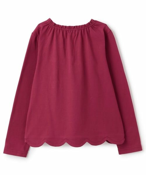 mezzo piano / メゾピアノ Tシャツ | カフェアップリケ刺しゅう　裾スカラップ長袖Tシャツ | 詳細1