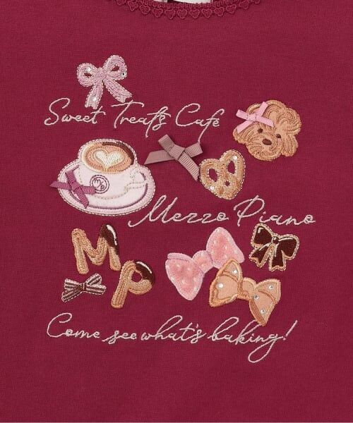 mezzo piano / メゾピアノ Tシャツ | カフェアップリケ刺しゅう　裾スカラップ長袖Tシャツ | 詳細3