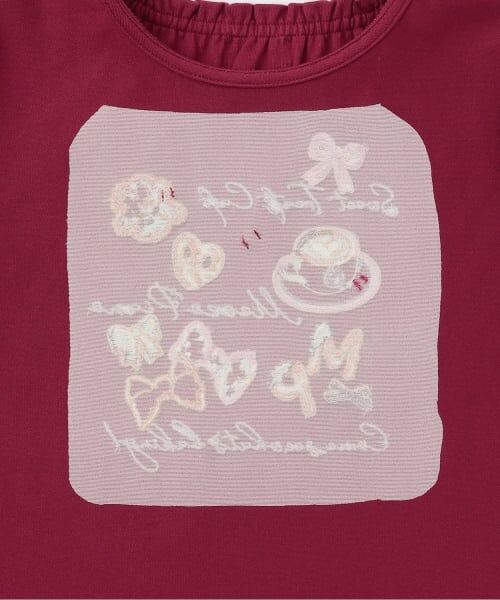 mezzo piano / メゾピアノ Tシャツ | カフェアップリケ刺しゅう　裾スカラップ長袖Tシャツ | 詳細4