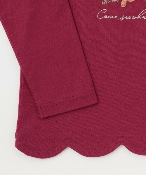 mezzo piano / メゾピアノ Tシャツ | カフェアップリケ刺しゅう　裾スカラップ長袖Tシャツ | 詳細5