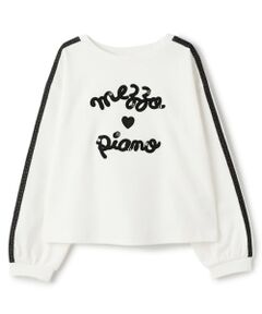 mezzo piano / メゾピアノ Tシャツ | 袖ラインレースロゴ　長袖Tシャツ