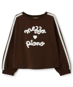 mezzo piano / メゾピアノ Tシャツ | 袖ラインレースロゴ　長袖Tシャツ