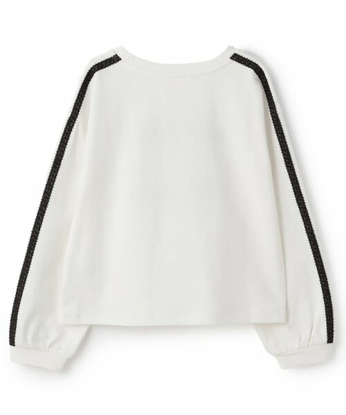 mezzo piano / メゾピアノ Tシャツ | 袖ラインレースロゴ　長袖Tシャツ | 詳細1