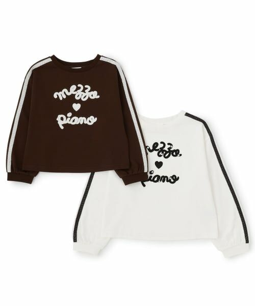 mezzo piano / メゾピアノ Tシャツ | 袖ラインレースロゴ　長袖Tシャツ | 詳細7