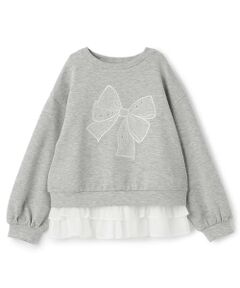 mezzo piano / メゾピアノ スウェット | ビッグリボントレーナー＆裾フリルTシャツセット