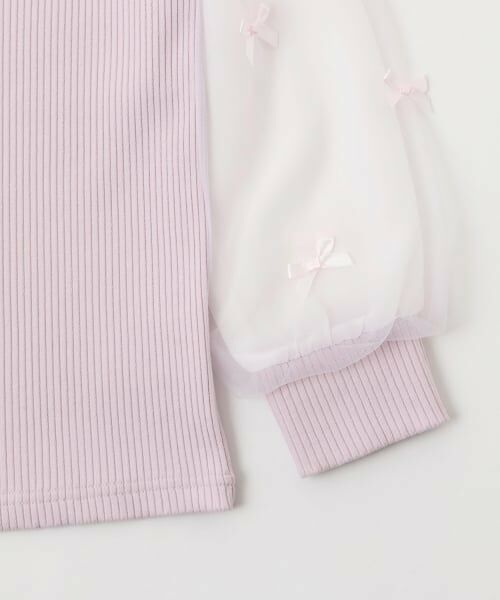 mezzo piano / メゾピアノ Tシャツ | ネックレス刺しゅう　袖チュール　テレコ長袖Tシャツ | 詳細4