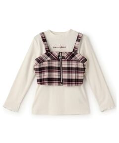 mezzo piano / メゾピアノ キャミソール・チューブトップ | チェックビスチェ＆長袖Tシャツセット