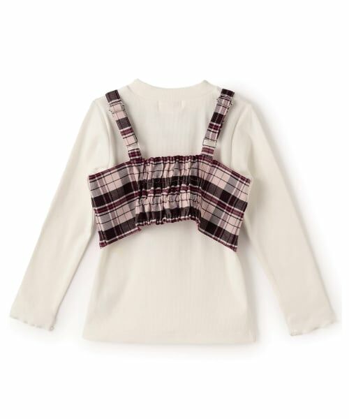 mezzo piano / メゾピアノ キャミソール・チューブトップ | チェックビスチェ＆長袖Tシャツセット | 詳細1