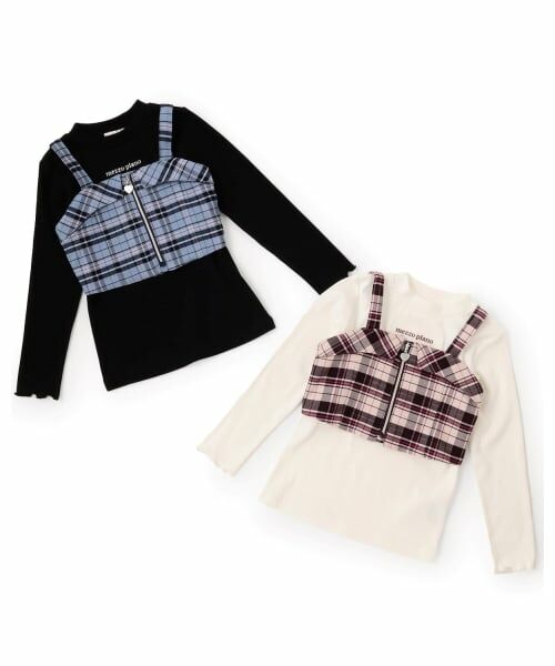 mezzo piano / メゾピアノ キャミソール・チューブトップ | チェックビスチェ＆長袖Tシャツセット | 詳細11
