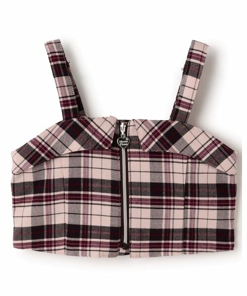 mezzo piano / メゾピアノ キャミソール・チューブトップ | チェックビスチェ＆長袖Tシャツセット | 詳細3