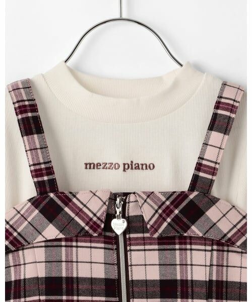 mezzo piano / メゾピアノ キャミソール・チューブトップ | チェックビスチェ＆長袖Tシャツセット | 詳細4