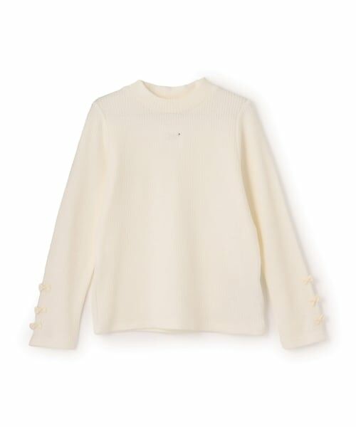 mezzo piano / メゾピアノ Tシャツ | 保温　プチハイネック長袖Tシャツ（オフ ホワイト）