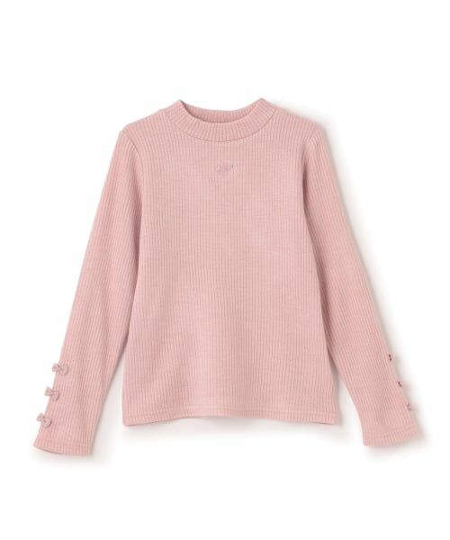 mezzo piano / メゾピアノ Tシャツ | 保温　プチハイネック長袖Tシャツ（ピンク）