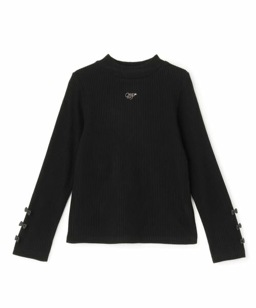 mezzo piano / メゾピアノ Tシャツ | 保温　プチハイネック長袖Tシャツ（黒）