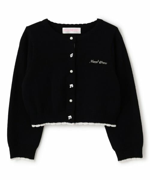 mezzo piano / メゾピアノ カーディガン・ボレロ | 音符ボタン　カーディガン（黒）