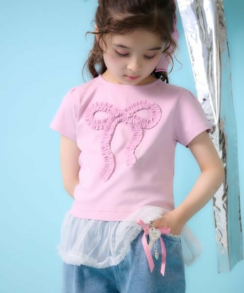 mezzo piano / メゾピアノ Tシャツ | フリルリボン　ペプラム半袖Tシャツ | 詳細11