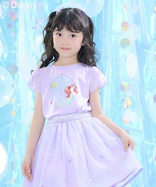 mezzo piano / メゾピアノ Tシャツ | 【Disneyアリエル】裾スカラップ　Tシャツ（ラベンダー）