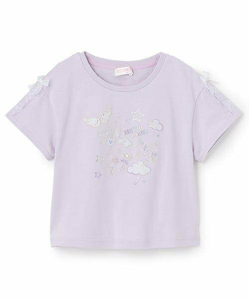 mezzo piano / メゾピアノ Tシャツ | エンジェルモチーフ　半袖Tシャツ（ラベンダー）