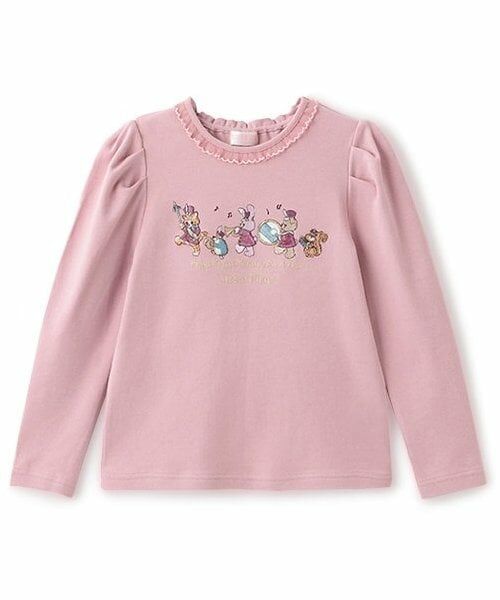 mezzo piano / メゾピアノ Tシャツ | ★鼓笛隊アップリケ　長袖Tシャツ（ピンク）