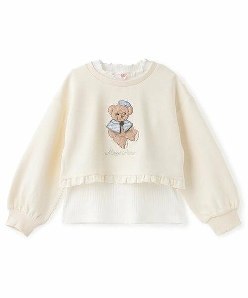 mezzo piano / メゾピアノ スウェット | ★くま短丈トレーナー＆半袖Tシャツセット（アイボリー）