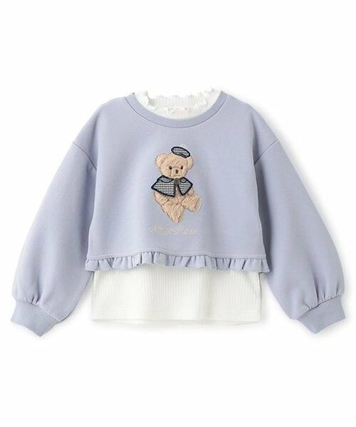 mezzo piano / メゾピアノ スウェット | ★くま短丈トレーナー＆半袖Tシャツセット（サックス）