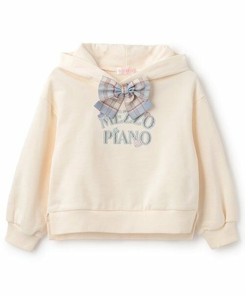 mezzo piano / メゾピアノ パーカー | ★チェックリボンつき　パーカ（アイボリー）