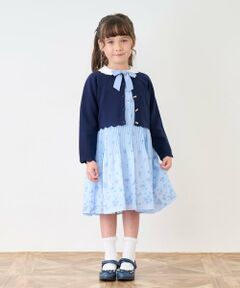 mezzo piano / メゾピアノ ミニ丈・ひざ丈ワンピース | 衿つき　花柄プリーツワンピース