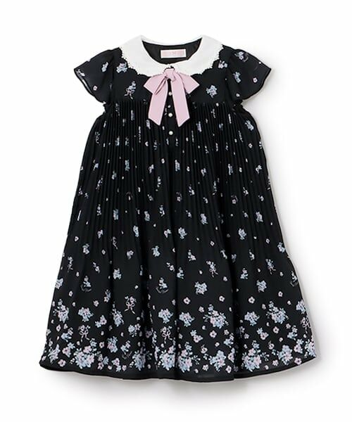 mezzo piano / メゾピアノ ミニ丈・ひざ丈ワンピース | 衿つき　花柄プリーツワンピース | 詳細11