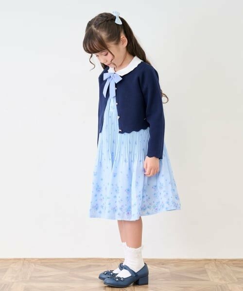 mezzo piano / メゾピアノ ミニ丈・ひざ丈ワンピース | 衿つき　花柄プリーツワンピース | 詳細12