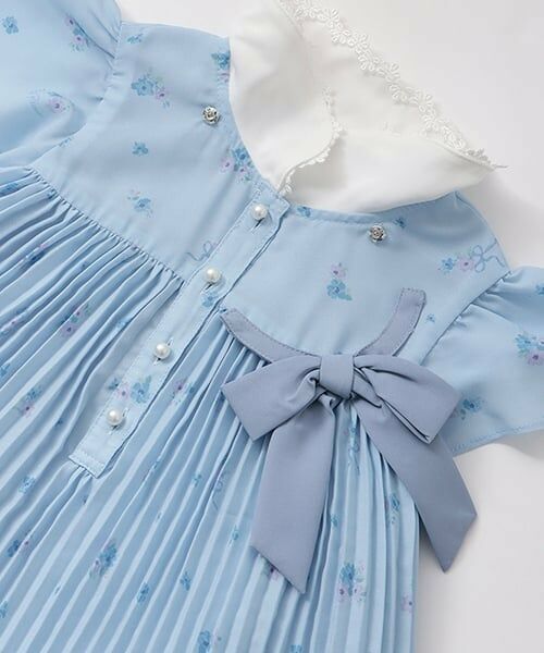 mezzo piano / メゾピアノ ミニ丈・ひざ丈ワンピース | 衿つき　花柄プリーツワンピース | 詳細6