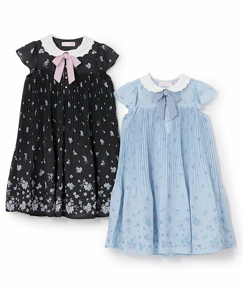 mezzo piano / メゾピアノ ミニ丈・ひざ丈ワンピース | 衿つき　花柄プリーツワンピース | 詳細8