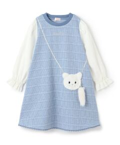 mezzo piano / メゾピアノ ミニ丈・ひざ丈ワンピース | ネコポシェット　カットジャガードチェック　ワンピース