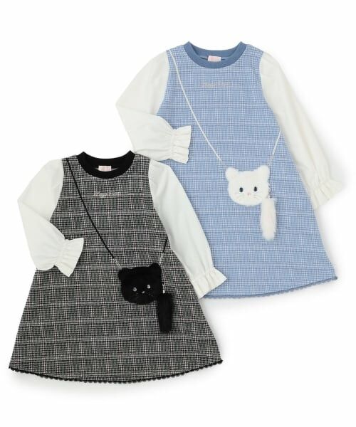 mezzo piano / メゾピアノ ミニ丈・ひざ丈ワンピース | ネコポシェット　カットジャガードチェック　ワンピース | 詳細11