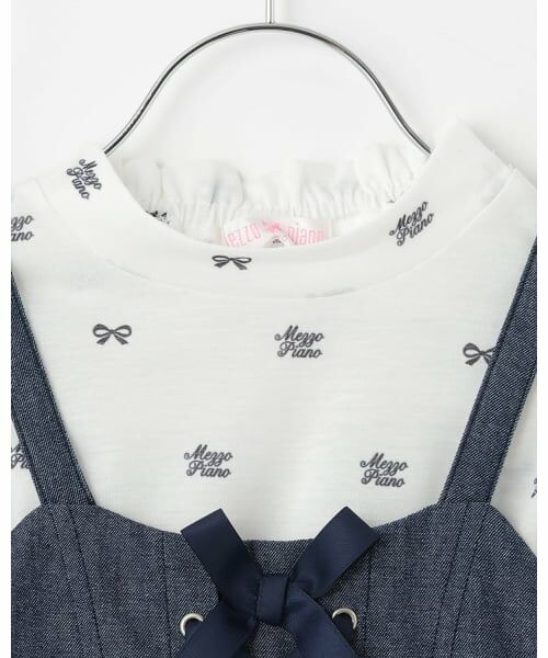 mezzo piano / メゾピアノ ミニ丈・ひざ丈ワンピース | デニム風キャミワンピース＆シアー長袖Tシャツセット | 詳細3