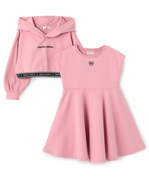 mezzo piano / メゾピアノ パーカー | ラインストーンパーカ＆半袖ワンピースセット | 詳細2