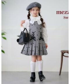 mezzo piano / メゾピアノ ミニ丈・ひざ丈ワンピース | リボンフロッキー×チェック　ジャンパースカート