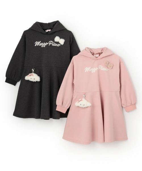 mezzo piano / メゾピアノ ミニ丈・ひざ丈ワンピース | プードルチャームつき　パーカワンピース | 詳細14