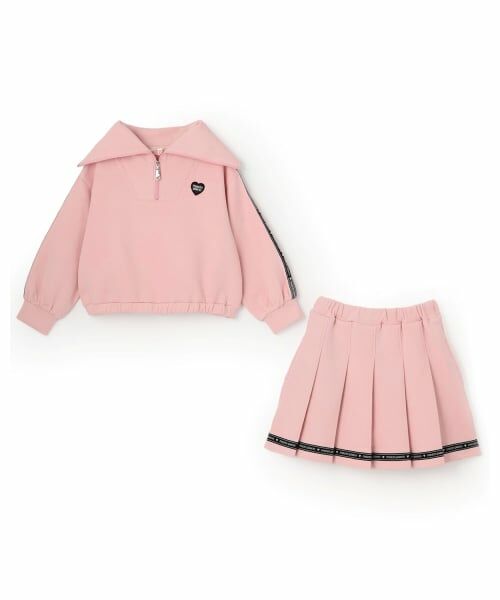 mezzo piano / メゾピアノ スウェット | セーラーハーフZIP　ロゴラインスカパン　セット | 詳細2