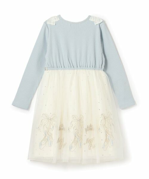 mezzo piano / メゾピアノ ミニ丈・ひざ丈ワンピース | チュール刺しゅうドッキングワンピース | 詳細1