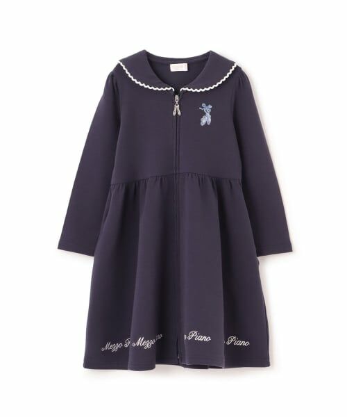 mezzo piano / メゾピアノ ミニ丈・ひざ丈ワンピース | 【バレエ】セーラー前開きカットワンピース（紺）