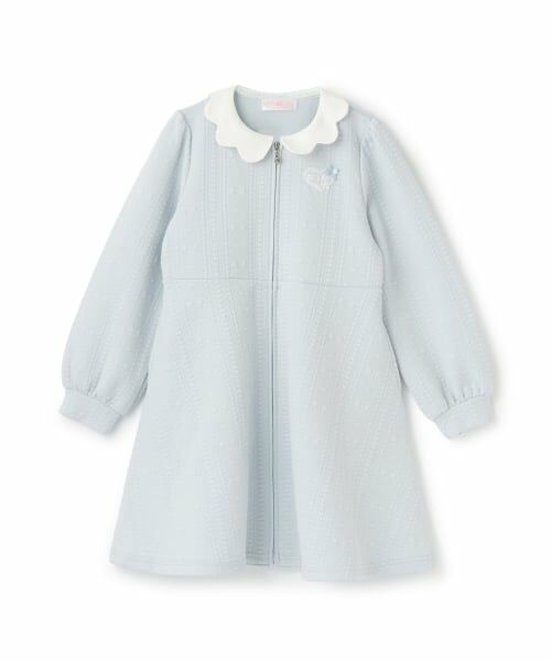 mezzo piano / メゾピアノ ミニ丈・ひざ丈ワンピース | (バレエ)スカラップ衿　前開きカッジャガードトワンピース（サックス）