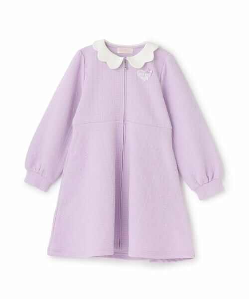 mezzo piano / メゾピアノ ミニ丈・ひざ丈ワンピース | (バレエ)スカラップ衿　前開きカッジャガードトワンピース（ラベンダー）