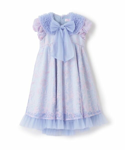 mezzo piano / メゾピアノ ミニ丈・ひざ丈ワンピース | 【Premium line】アリス刺しゅうチュールワンピース（サックス）